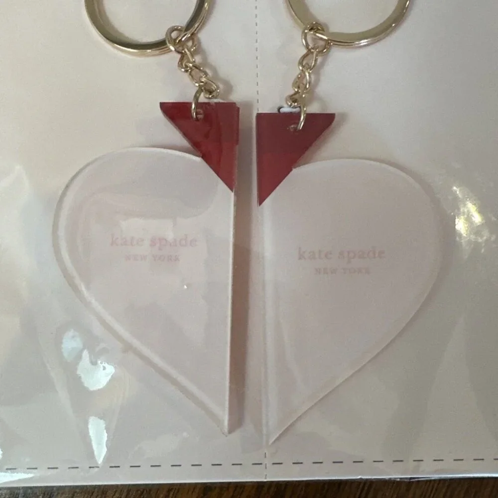KATE SPADE KEYCHAIN TAKE HEART BEST FRIENDS LOVE SHACK 2 KEY FOBS SPLIT GIFT NEW